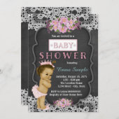 Meisjes Rustic Lace Krijtbord Baby shower Kaart (Voorkant / Achterkant)