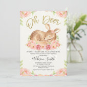 Meisjes Rustieke Bloemenherten Baby shower Uitnodi Kaart (Staand voorkant)