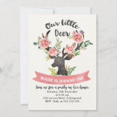 Meisjes Rustieke Bloemenherten Verjaardag Uitnodig Kaart (Voorkant)