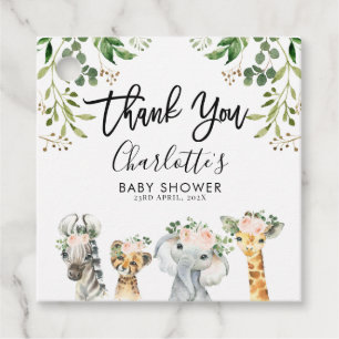 Meisjes Safari Dieren Baby shower Favor Tags Bedankjes Labels