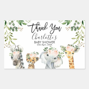 Meisjes Safari Dieren Baby shower Rechthoekige Sticker