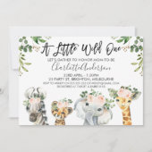 Meisjes Safari Dieren Baby shower Uitnodiging (Voorkant)