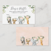 Meisjes Safari Dieren Luier Raffle Kaart Insert (Voorkant / Achterkant)