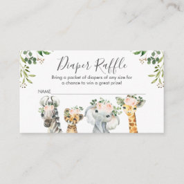 Meisjes Safari Dieren Luier Raffle Kaart Insert