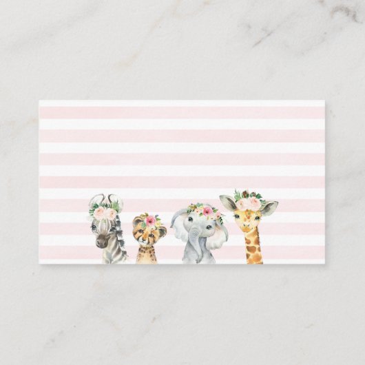 Meisjes Safari Dieren Luier Raffle Kaart Insert (Achterkant)
