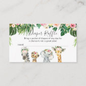 Meisjes Safari Dieren Luier Raffle Kaart Insert (Voorkant)