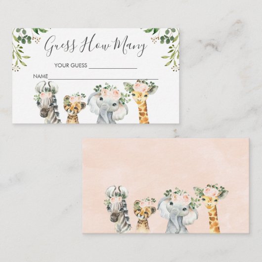 Meisjes Safari Dieren raden hoeveel creditcard er  Informatiekaartje (Voorkant / Achterkant)