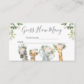 Meisjes Safari Dieren raden hoeveel creditcard er  Informatiekaartje (Voorkant)