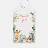 Meisjes Safari Floral krans Baby shower dank u Cadeaulabel (Achterkant)
