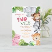 Meisjes Safari Jungle Twee Wild 2e Verjaardag Kaart (Staand voorkant)