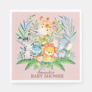 Meisjes Safari Oerwoud Baby shower Papieren servet