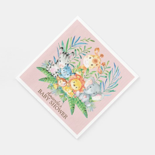 Meisjes Safari Oerwoud Baby shower Papieren servet (Hoek)