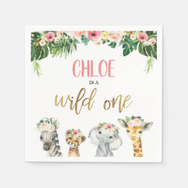 Meisjes safari thema wild een verjaardag servet