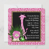 Meisjes Safari Verjaardagsfeest Kaart (Achterkant)