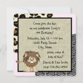 Meisjes Safari Verjaardagsfeest Kaart (Achterkant)