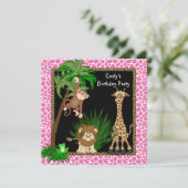 Meisjes Safari Verjaardagsfeest Kaart (Staand voorkant)