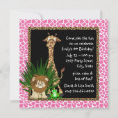 Meisjes Safari Verjaardagsfeest Kaart (Achterkant)