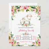 Meisjes schaap Baby Douche Uitnodigingen (Voorkant / Achterkant)