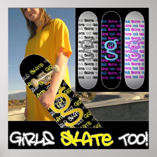 Meisjes Schaats ook! - Poster van mijn G Skateboar (Voorkant)