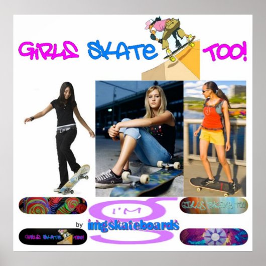Meisjes Schaats ook! - Poster van mijn G Skateboar (Voorkant)