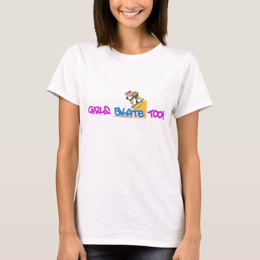 Meisjes Schaats ook! - Skateboard T Shirt (Voorkant)