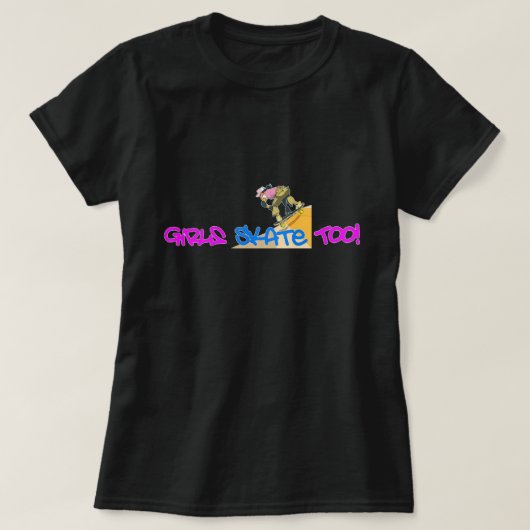 Meisjes Schaats ook! - Skateboard T Shirt (Design voorkant)