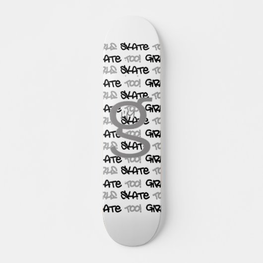 Meisjes Schaats ook! - Witte skateboard - (zwart & (Voorkant)