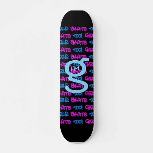 Meisjes Schaats ook! - Zwarte Skateboard - (blauw  (Voorkant)