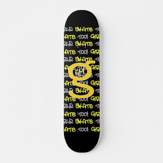 Meisjes Schaats ook! - Zwarte Skateboard - (goud & (Voorkant)