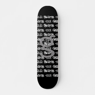 Meisjes Schaats ook - Zwarte skateboard - (wit en