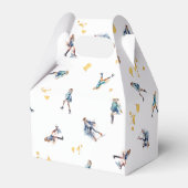 Meisjes Schaatsen, Hockey Blauw Goud Verjaardagsfe Bedankdoosjes (Achterkant)