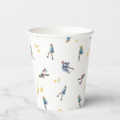 Meisjes Schaatsen, Hockey Blauw Goud Verjaardagsfe Papieren Bekers (Achterkant)