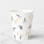Meisjes Schaatsen, Hockey Blauw Goud Verjaardagsfe Papieren Bekers (Links)