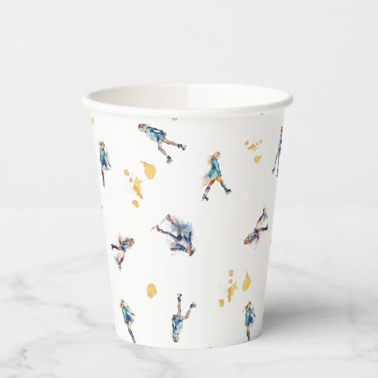 Meisjes Schaatsen, Hockey Blauw Goud Verjaardagsfe Papieren Bekers (Links)