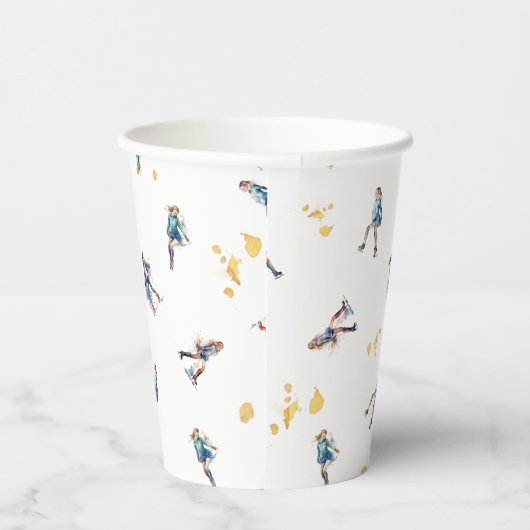 Meisjes Schaatsen, Hockey Blauw Goud Verjaardagsfe Papieren Bekers (Rechts)