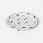 Meisjes Schaatsen, Hockey Blauw Goud Verjaardagsfe Papieren Bordje (Gekanteld)