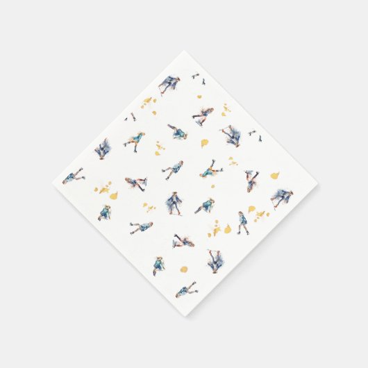 Meisjes Schaatsen, Hockey Blauw Goud Verjaardagsfe Servet (Hoek)