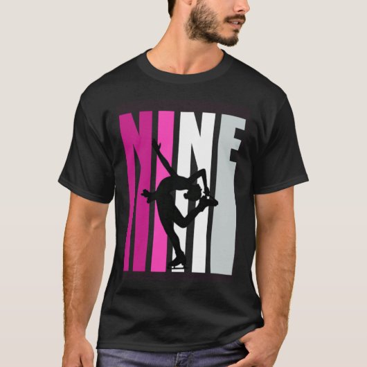 Meisjes Schaatsen Verjaardag 9e IJsschaatser Konin T-shirt (Voorkant)