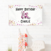 Meisjes Schaatsen Verjaardagsfeest Spandoek (Insitu)