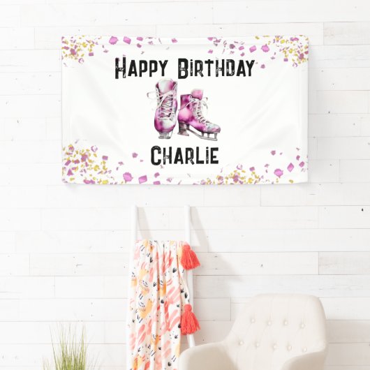 Meisjes Schaatsen Verjaardagsfeest Spandoek (Insitu)