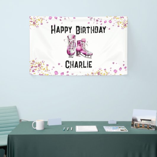 Meisjes Schaatsen Verjaardagsfeest Spandoek (Beurs)