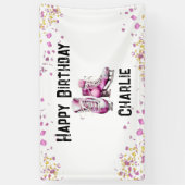 Meisjes Schaatsen Verjaardagsfeest Spandoek (Verticaal)