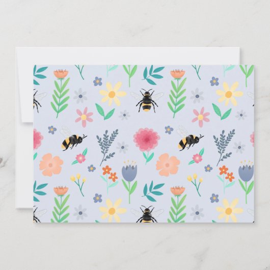 Meisjes Schattig Bloemmotief Bij Kinderen Verjaard Bedankkaart (Achterkant)