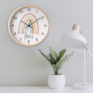 Meisjes Schattig Boho Aquarel Regenboog en Naam