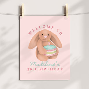 Meisjes Schattig Bos Konijn Verjaardags Welkom Pos Poster