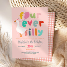 Meisjes Schattig “Four Ever Silly” 4de Verjaardag
