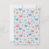 Meisjes Schattig grillig roze vlinder m Baby showe Bedankkaart (Achterkant)
