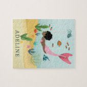 Meisjes Schattig Magisch Onder het Zee Afro Zeemee Legpuzzel (Horizontaal)