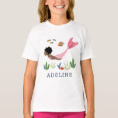 Meisjes Schattig Magisch Onder het Zee Afro Zeemee T-shirt (Voorkant)