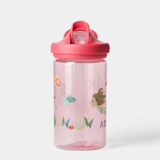 Meisjes Schattig Magisch Onder het Zee Roze Zeemee Waterfles (Voorkant)